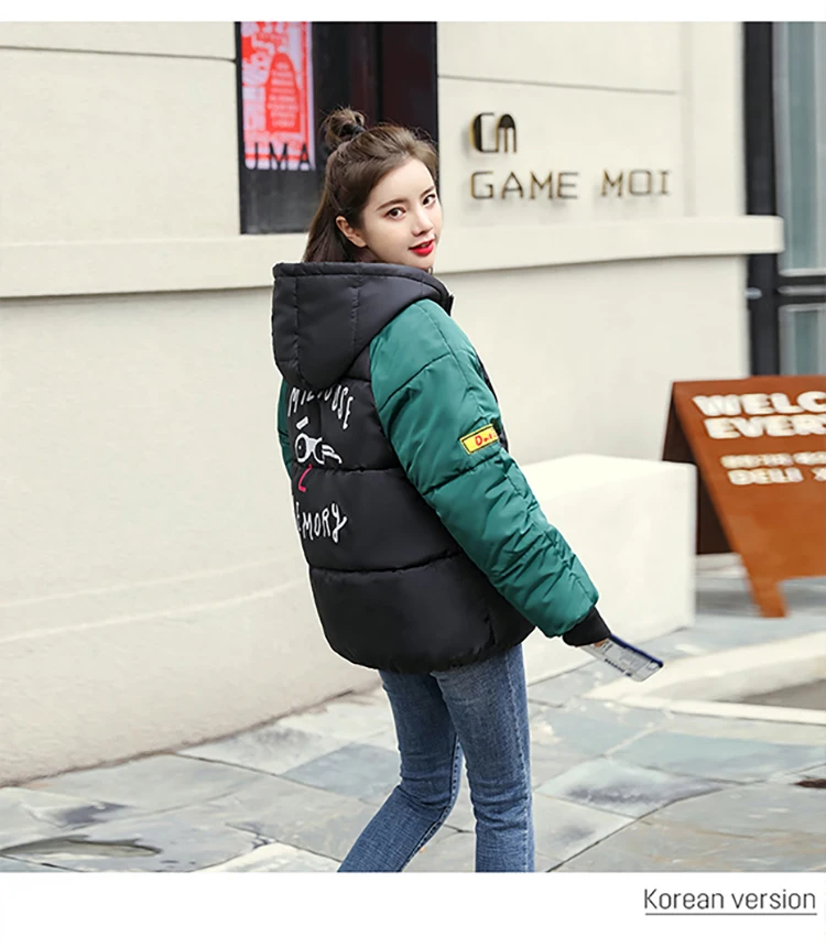 According to Nalini Winter New Style Korean-style down Jacket Women's Short down Coat Student Uniform Cotton Coat Loose-Fit
