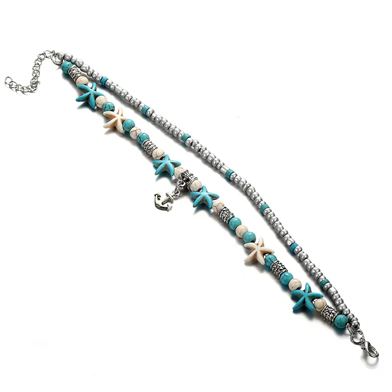 Винтажное многослойное бисерное женские браслеты для щиколотки Морская раковина Черепаха Морская звезда цепь леггинсы пляжный браслет на ногу богемные ювелирные изделия подарок