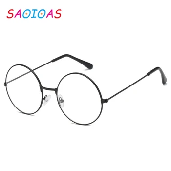 SAOIOAS Vintage rétro cadre en métal clair lentille lunettes mode Harry lunettes lunettes noir surdimensionné rond cercle lunettes