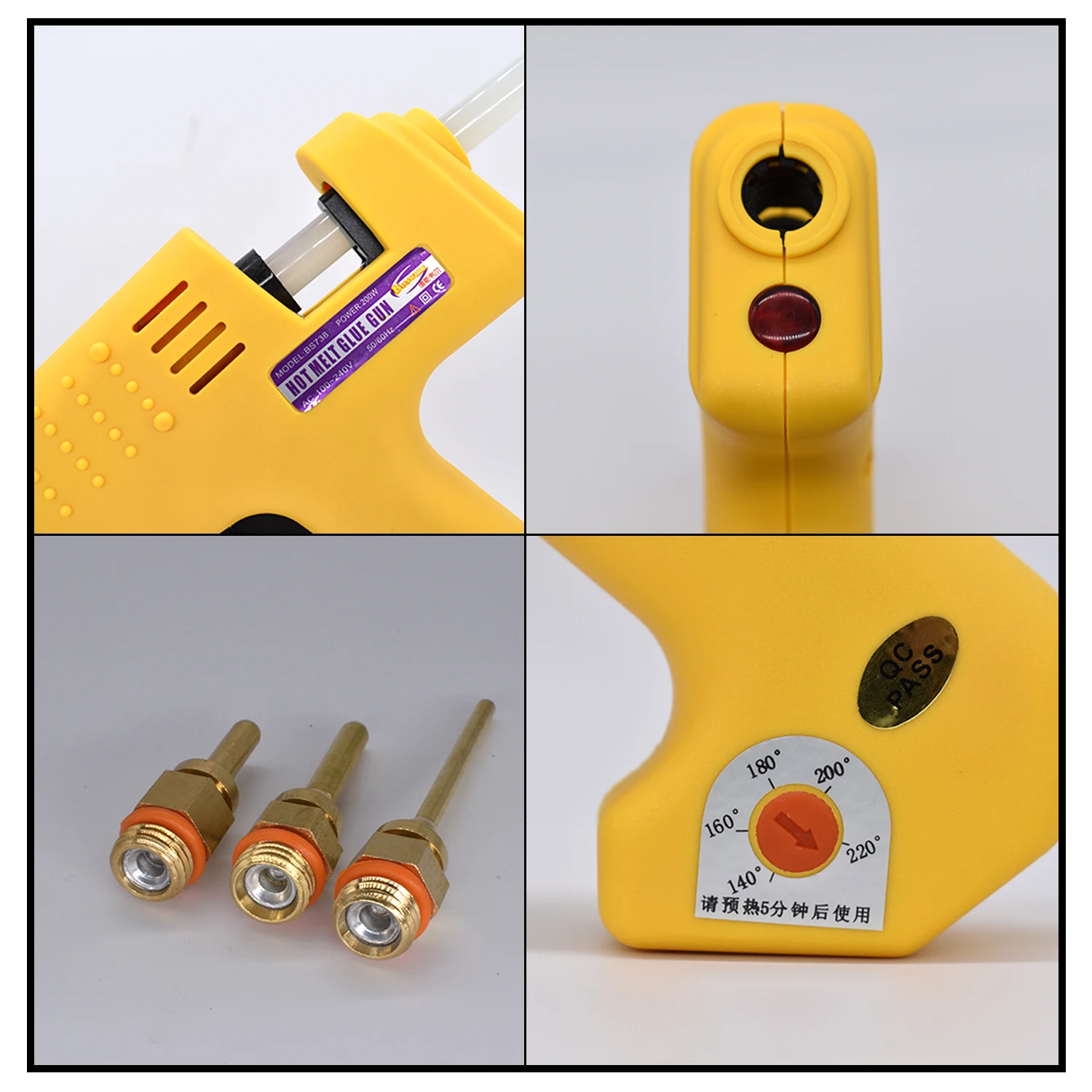 Professional 250W Hot Melt Glue Gun Adjustable Temperature High Power Silicone Gun Set Using 11MM Glue Stick 2.0MM Copper Nozzle hot melt glue gun hot glue gun