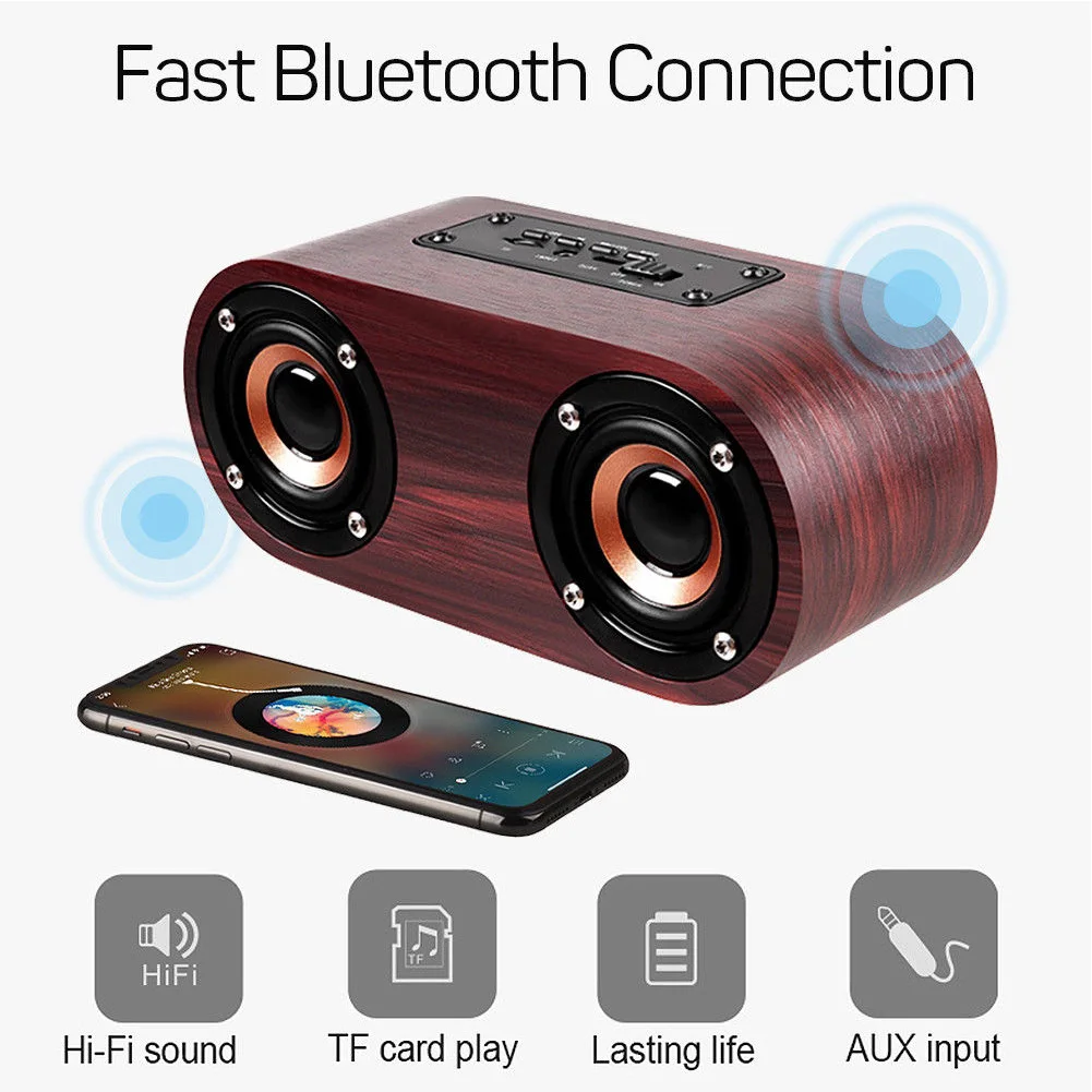 Bluetooth 4,2 Aux USB Ретро домашний динамик подарок Громкий Беспроводной Встроенный микрофон Поддержка TF карты музыкальный плеер стерео Деревянный