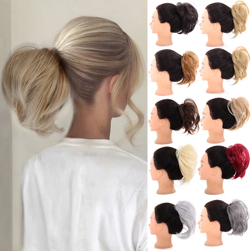

JINKAILI Synthetic Tousled Flexible Hair Bun curly Donut Chignon Elastic Messy Scrunchies Wrap For Ponytail Extension For Women