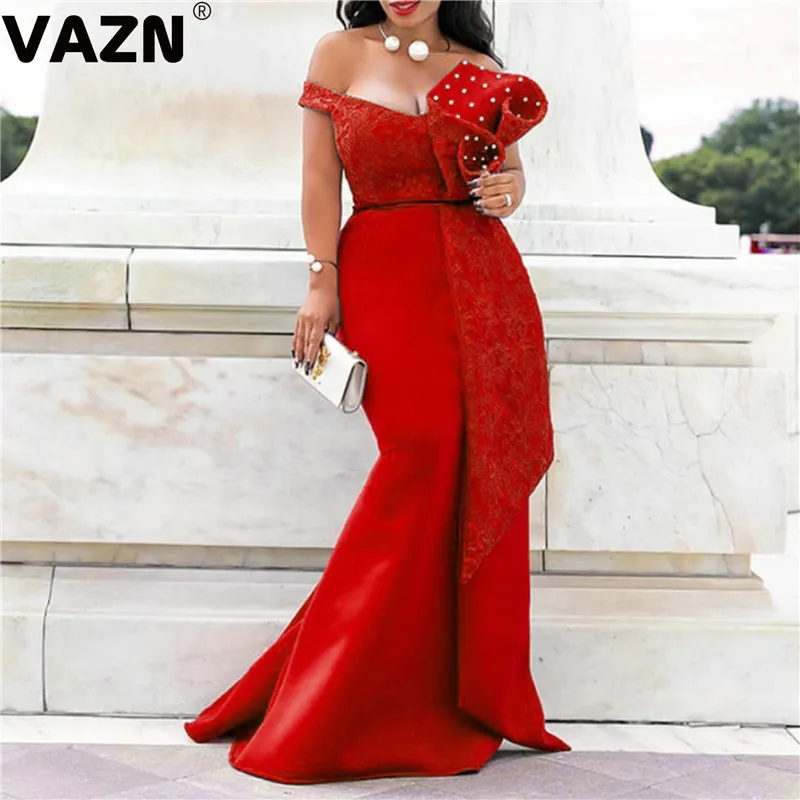 VAZN High-end высокое качество молодой леди из Примечание сексуальное Клубное платье Модная однотонная Для женщин тонкий Высокая Талия русалки длинное платье
