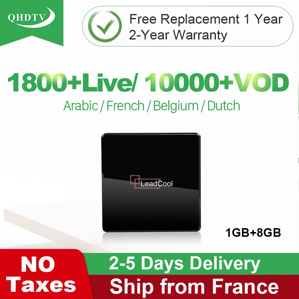 

Leadcool France IPTV Box QHDTV Code 1 Year Android 7.1 Smart tv Box French Arabic IPTV Belgium Morocco Netherlands IP TV BOX