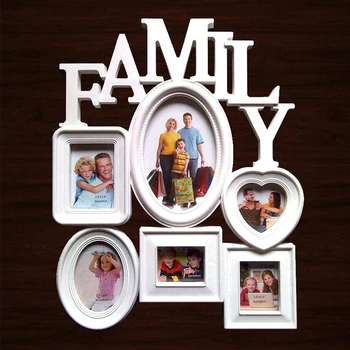 

Family Photo Frames Wall Hanging Combination 6 Pictures Holder Display Wedding Home Decor Accessories 31x38cm FPing