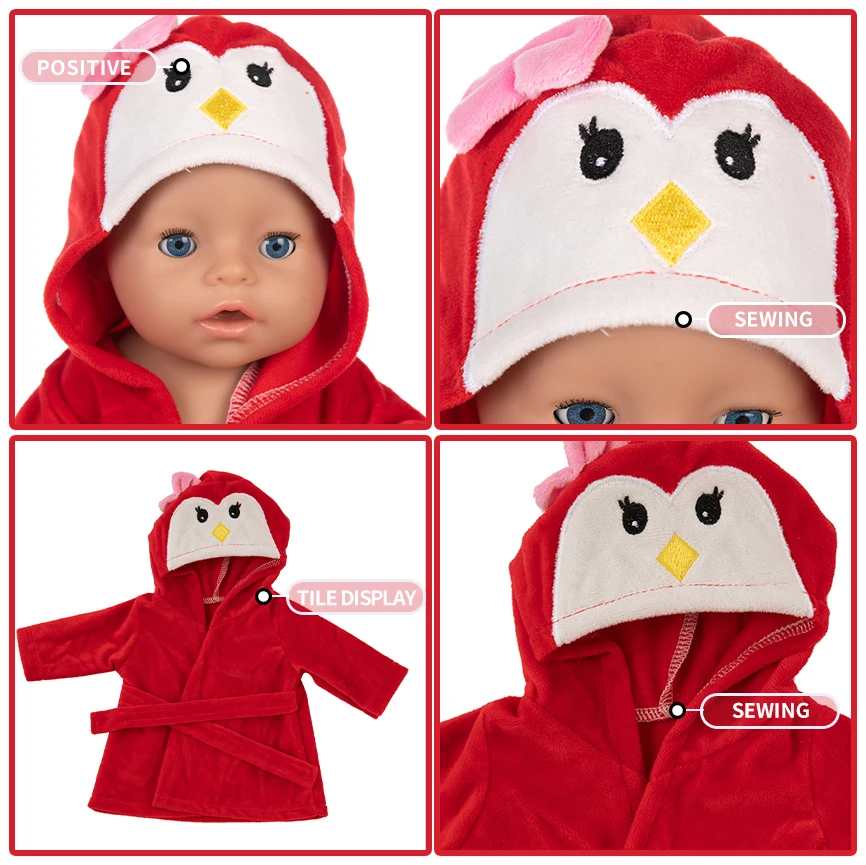 1 pz accappatoio Animal Suit Fit 17 pollici Animal Suit Fit 43cm Baby New Born Doll Clothes