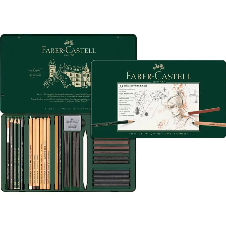 Faber Castell Питт графитовые комплект 9000 олова 11/19/26/33 Профессиональный эскизов карандаши для рисования набор 112972 112973 112974 112977 - Цвет: 112977 tin of 33