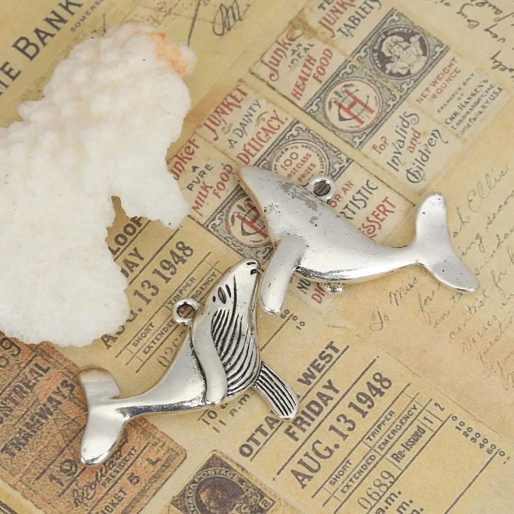 DoreenBeads модные женские подвески в виде Кита животных античное серебро цинковый