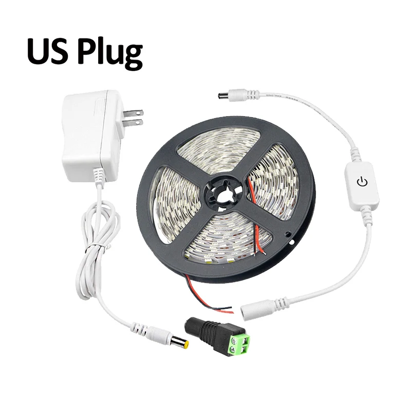 US Plug 16 футов 5 м светодиодный зеркало для макияжа с подсветкой сенсорный затемнения 12 В гибкая лента плафон подсветки косметического зеркала зеркало подсветка девушки подарок Спальня украшение - Испускаемый цвет: US Plug