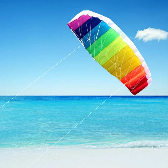 free shipping large rainbow dual line Stunt Power kite boarding kite line parafoil kitesurf windsock inflatable kites factory 5