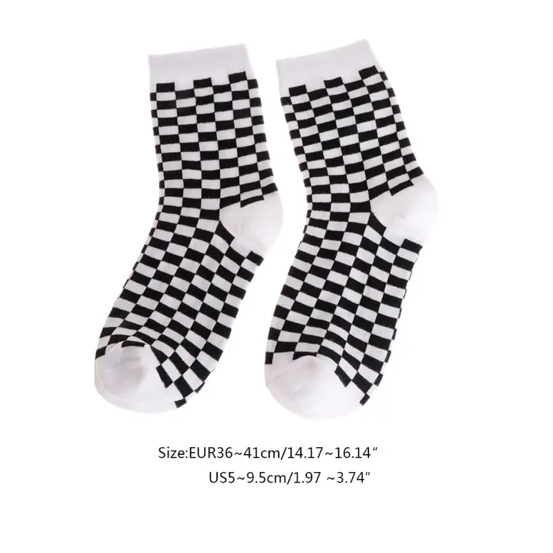 Fashion Trends Unisex Socks Checkerboard Geometric Checkered Men Women Cotton 62KE |