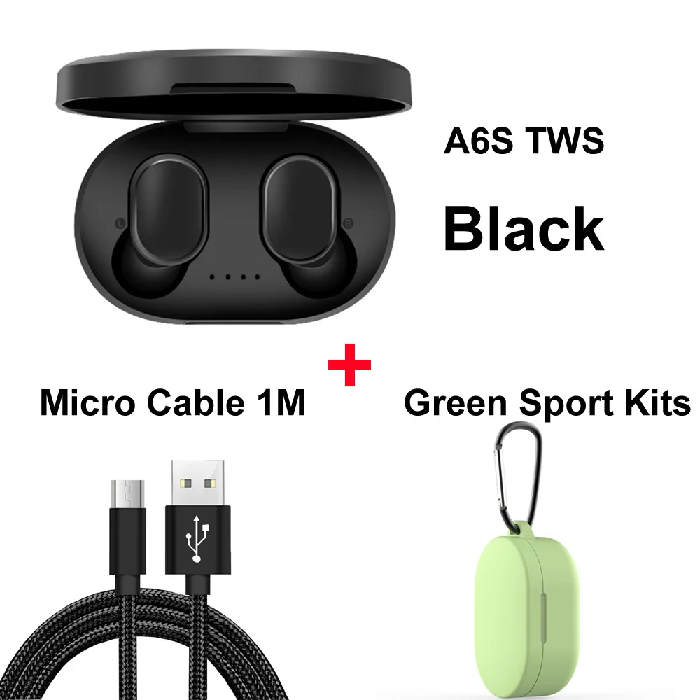 Bluetooth наушники для Xiaomi Redmi Airdots беспроводные наушники Handsfree шумоподавление наушники с микрофоном для iPhone samsung - Цвет: Add green sport kits