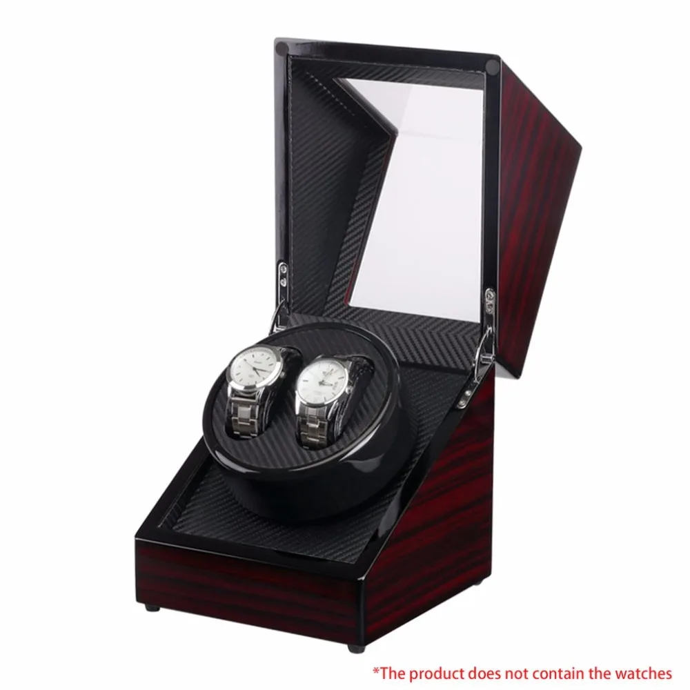 

Wooden watch box Lacquer Piano Glossy Black Carbon Fiber Double Watch Winder Box Quiet Motor Storage Display Case for Watches
