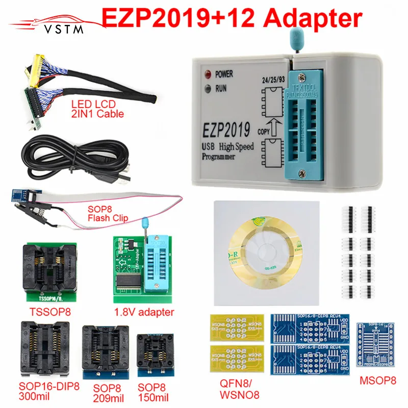 EZP2019 высокоскоростной USB SPI программист лучше, чем EZP2013 EZP2010 2011 поддержка 24 25 26 93 EEPROM 25 Flash биос - Цвет: ezp2019 12adapters