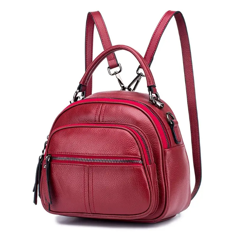 

Multifunctional Genuine Leather Women Convertible Backpack Rucksack Three Styles Travel Daypack