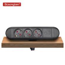 Bcsongben EU Plug 3 power Kitchen Table Electrical Socket Desktop Sockets Power 2 charge USB Aluminum Shelf цена Bcsongben EU Plug 3 power Kitchen Table Electrical Socket Desktop Sockets Power 2 charge USB Aluminum Shelf цены онлайн