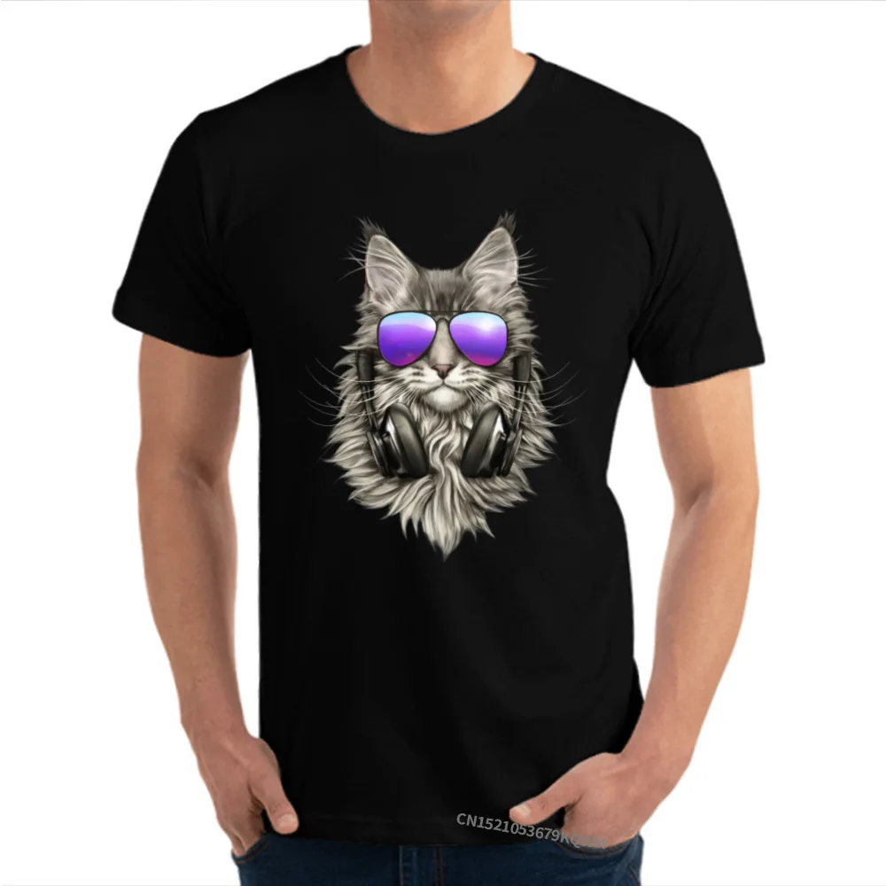  Personalized Summer/Autumn 100% Cotton O Neck Men's Tops Shirts Fashionable Tops Shirt Oversized Short Sleeve T-Shirt maine coon 54 black