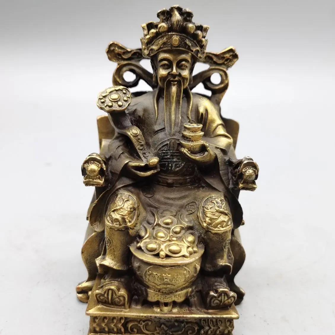 

Free Delivery China Elaborate Brass Sculpture" The God Of Wealth " Metal Handicraft Home Decoration