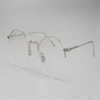 

Brand Design Unisex Retro Half Rim Alloy Prescriptions Lens Optical Eyewear Frame Gold Silver Anti-reflective Reading Eyeglasses