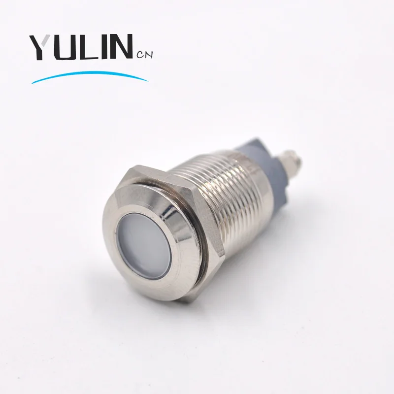 16mm Metal LED Pilot Panel Dash Signal Indicator Warning light with Screw Terminal Brass Chrome Finish Car Boat Marine