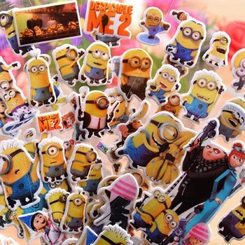 

Cartoon minions kids rooms bubble 3D Stickers school Reward Scrapbook foam Refrigerator suitcase sticker decals