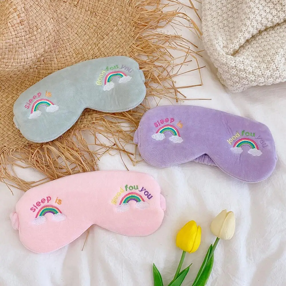 

Plush Eye Cover Sleep Mask Eyepatch Bandage Creative Travel Relax Blindfold Embroidery Rainbow Kids Cloth Masks Halloween Gifts