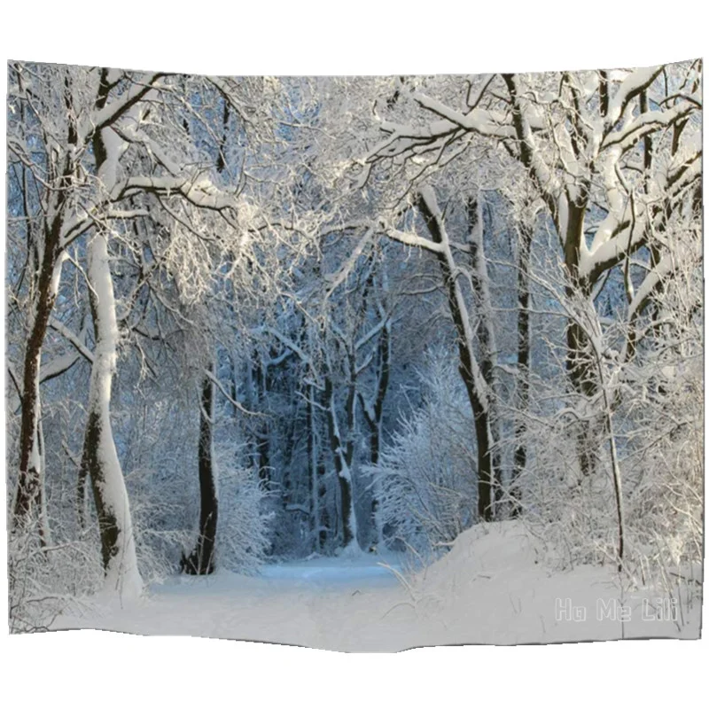 

Christmas Winter By Ho Me Lili Tapestry Snow Tree Wall Hanging For Bedroom Party Dorm Decro