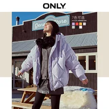 Только женский пуховик свободного кроя с капюшоном чистого цвета | 119323516