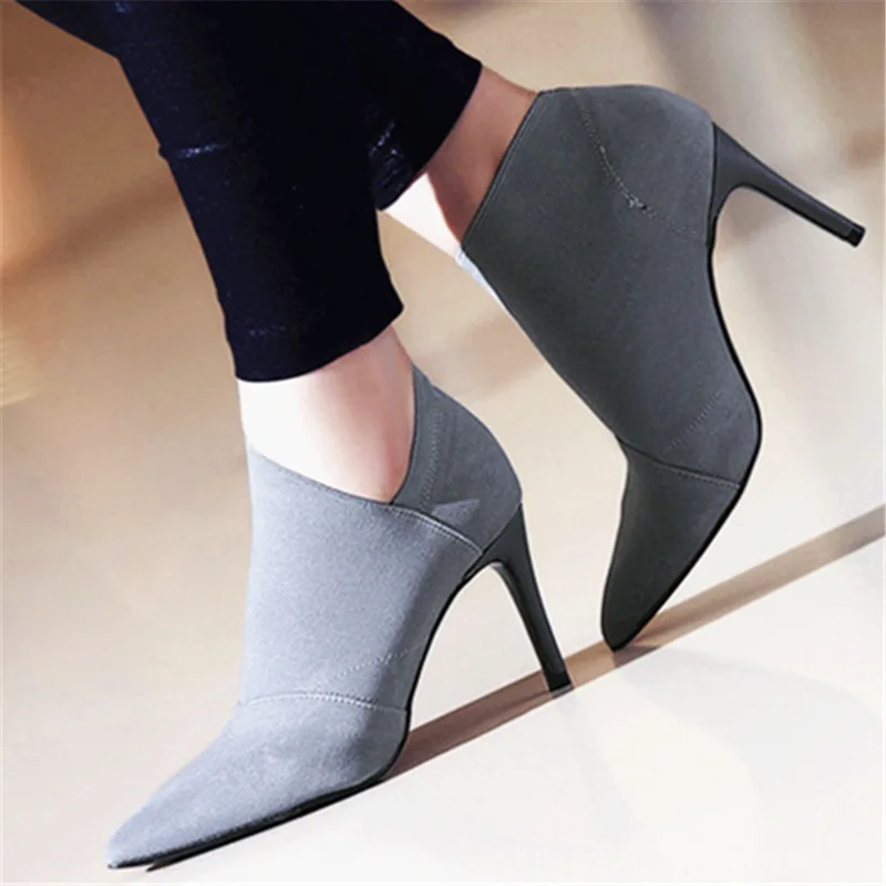 Women's High-heeled Boots Large 34-41 Women's High-heeled Boots 2021 Cloth Boots 8.5cm Heel, New in Spring and Autumn
