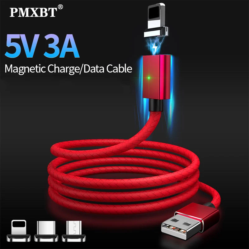 Магнитный кабель 3A для быстрой зарядки и передачи данных Micro USB Type C iPhone 11 XS X Samsung S10