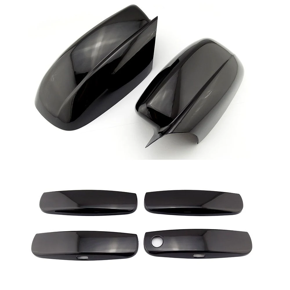 A set black Глянцевый черный хром абс Автомобильная дверь боковое зеркало Чехлы дверные ручки Накладка для Dodge charger 2011 - Цвет: A set black