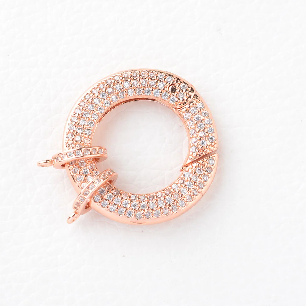 3pcs Cubic Zircon Micro pave circle clasp 25mm golden plated