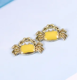 as shown dark yellow 10 шт./партия, морские животные, Акула, краб, осьминог, оболочка, эмаль, очарование ювелирные изделия, серьги, сделай сам, изготовление шармов золотого цвета - Окраска металла: as shown dark yellow