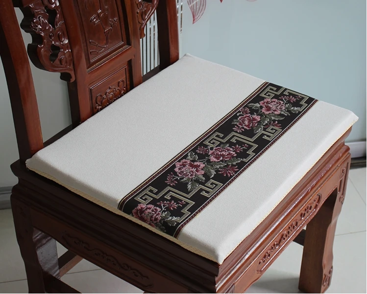 Лоскутное жаккардовое сиденье Подушка китайский обеденный стул кресло противоскользящая Подушка сиденья хлопок белье подушки сиденья диван коврик - Цвет: white coffee lace