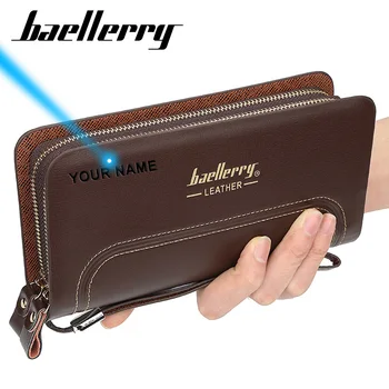 

Baellerry Fashion Black Men Wallet Business Long Clutch Purses Zipper High Capacity Cell Phone Pocket Leather Wallet