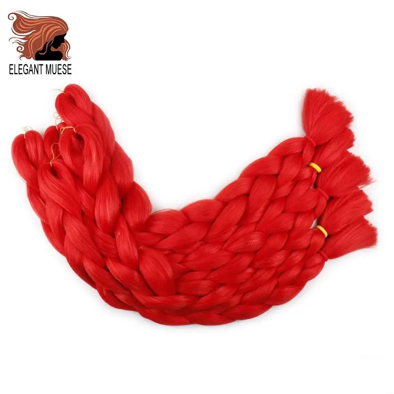 Red Элегантные Музы, 165 г, плетенные волосы, длинные вязанные крючком волосы, объемные 82 дюйма, синтетические плетёные волосы для наращивания для черных женщин - Цвет: Red