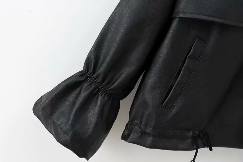 OMIKRON новые зимние пальто женские осенние из искусственной кожи Модные байкерские куртки с отворотом пикантные однотонные повседневные тонкие пальто женские наружные
