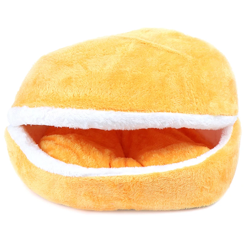 Цвет: желтый Windproof Pet Mat Warm Cat Bed Dog House Hamburger bed Blability Puppy Nest Shell Hiding Burger Bun For Winter - Цвет: Цвет: желтый