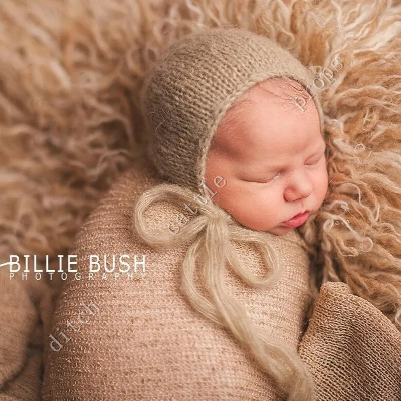 Handcraft Baby hand Knit Mohair Bonnet ,Baby Photography Props. Photography prop.on Baby Shower Gift 2