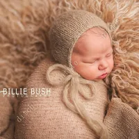 Handcraft Baby hand Knit Mohair Bonnet ,Baby Photography Props. Photography prop.on Baby Shower Gift 2