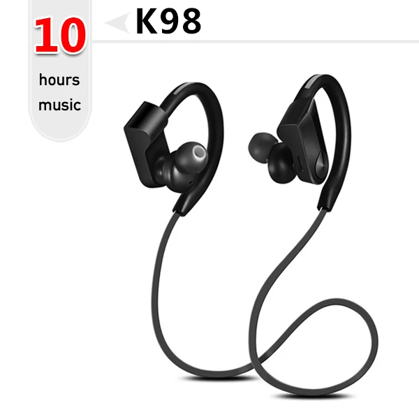 K98-Black-10h Беспроводные bluetooth наушники, спортивные наушники, гарнитура с защитой от пота, стерео наушники с микрофоном для телефона - Цвет: K98-Black-10h