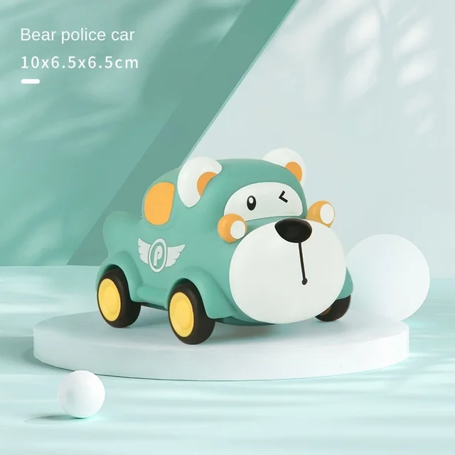 Montessori Baby Car Toys For Kids From 1 To 2 Years Toddler Birthday Gift Car For Babies Boy Children Child Educational Cars Toy -bear police car