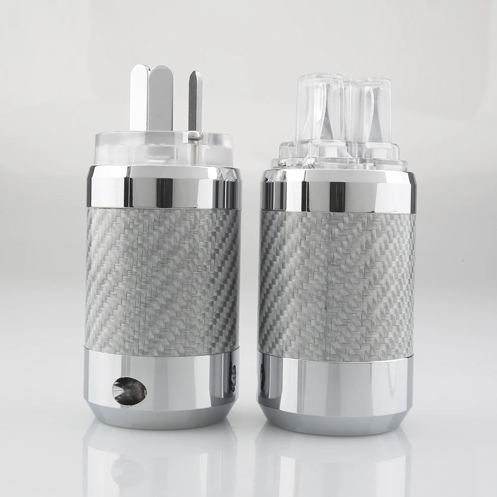 

FP841 углеродное волокно с родиевым покрытием AU Australia Male Female разъем питания HIFI DIY сетевой разъем