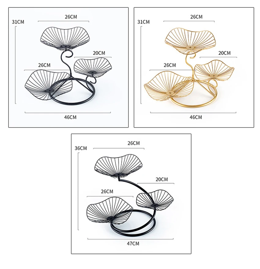 Creative Iron Three Layer Fruit Basket Storage Basket Living Room Fruit Basket home Decorative Dessert Holder Organizer