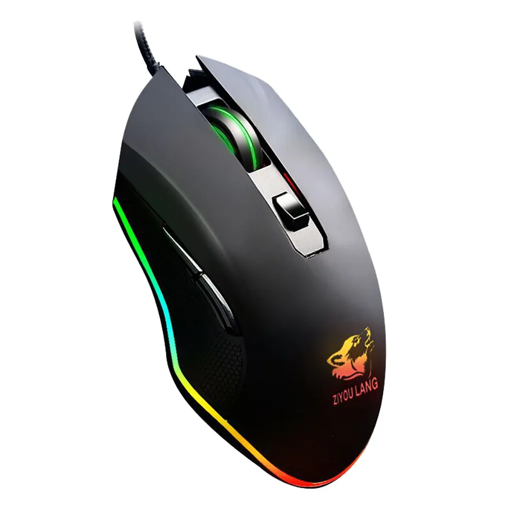 Профессиональная игровая мышь V1 3200 dpi, USB кабель, цветная подсветка, светодиодный, эргономичная Механическая игровая мышь для ноутбука