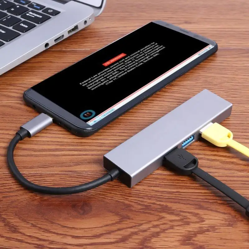 Кабельный деконн B0503 4 в 1 usb-хаб тип-c штекер 4 к HDMI 5 Гбит/с 3 USB3.0 Женский конвертер кабель адаптер