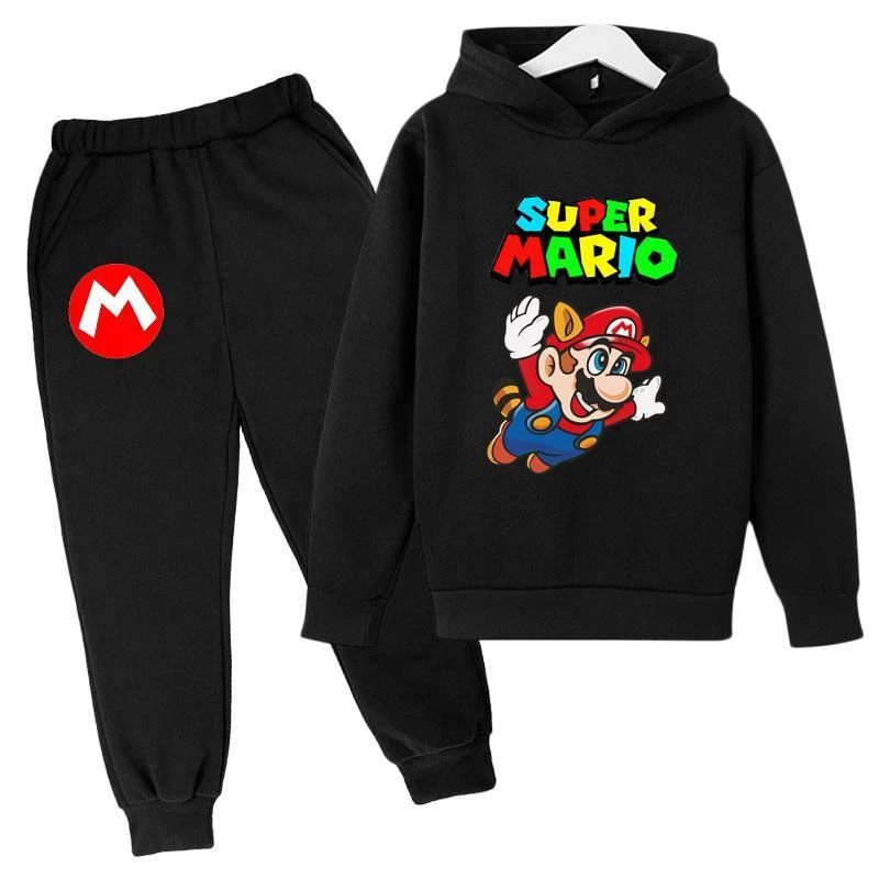 Super Mario Kids 2021 Hot Casual Pullover Sweater Shirt + Pants Boy Girl Cartoon Clothing Sweater Suit free children's hoodie sewing pattern