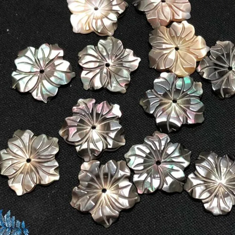 

fashion black color flower shape loose DIY shell beads jewelry accessory shell beads 20mm xsb135