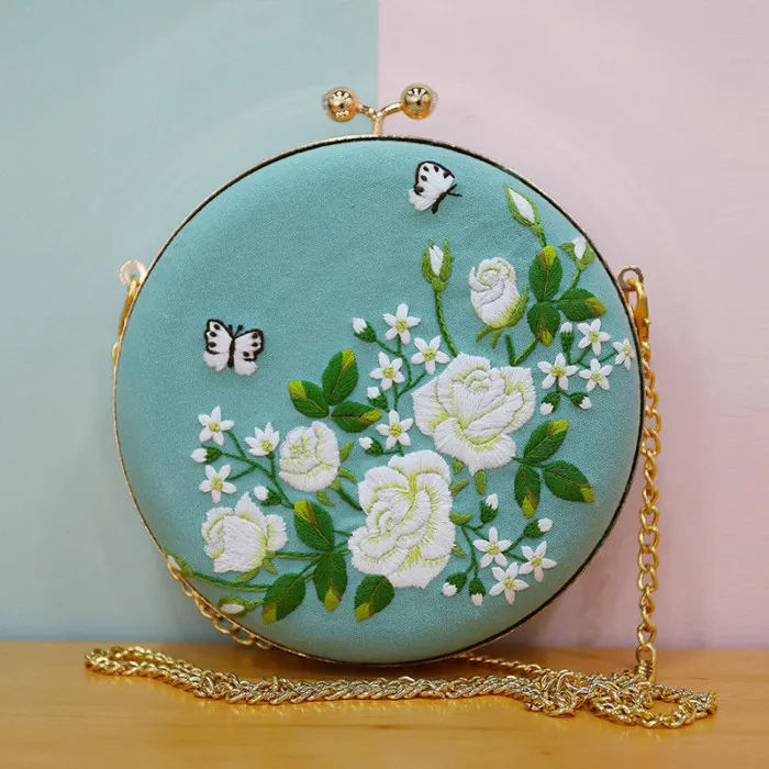 DIY вышитая холщовая круглая сумка через плечо для женщин сумка через плечо PI669