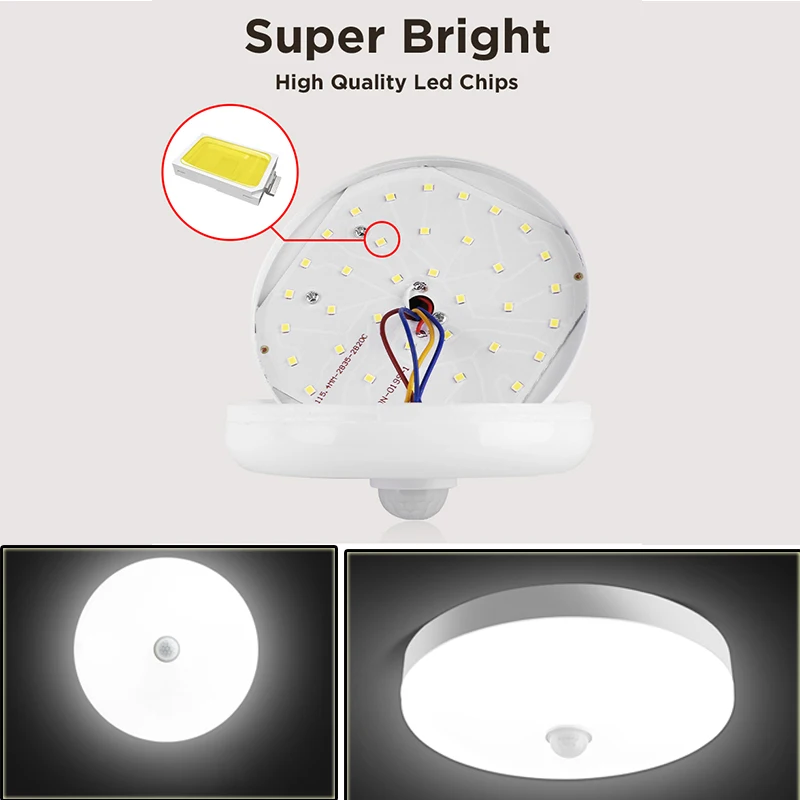 Motion Sensor LED Ceiling and Wall Light for Home and Hallway - Night Light Function, Energy Efficient